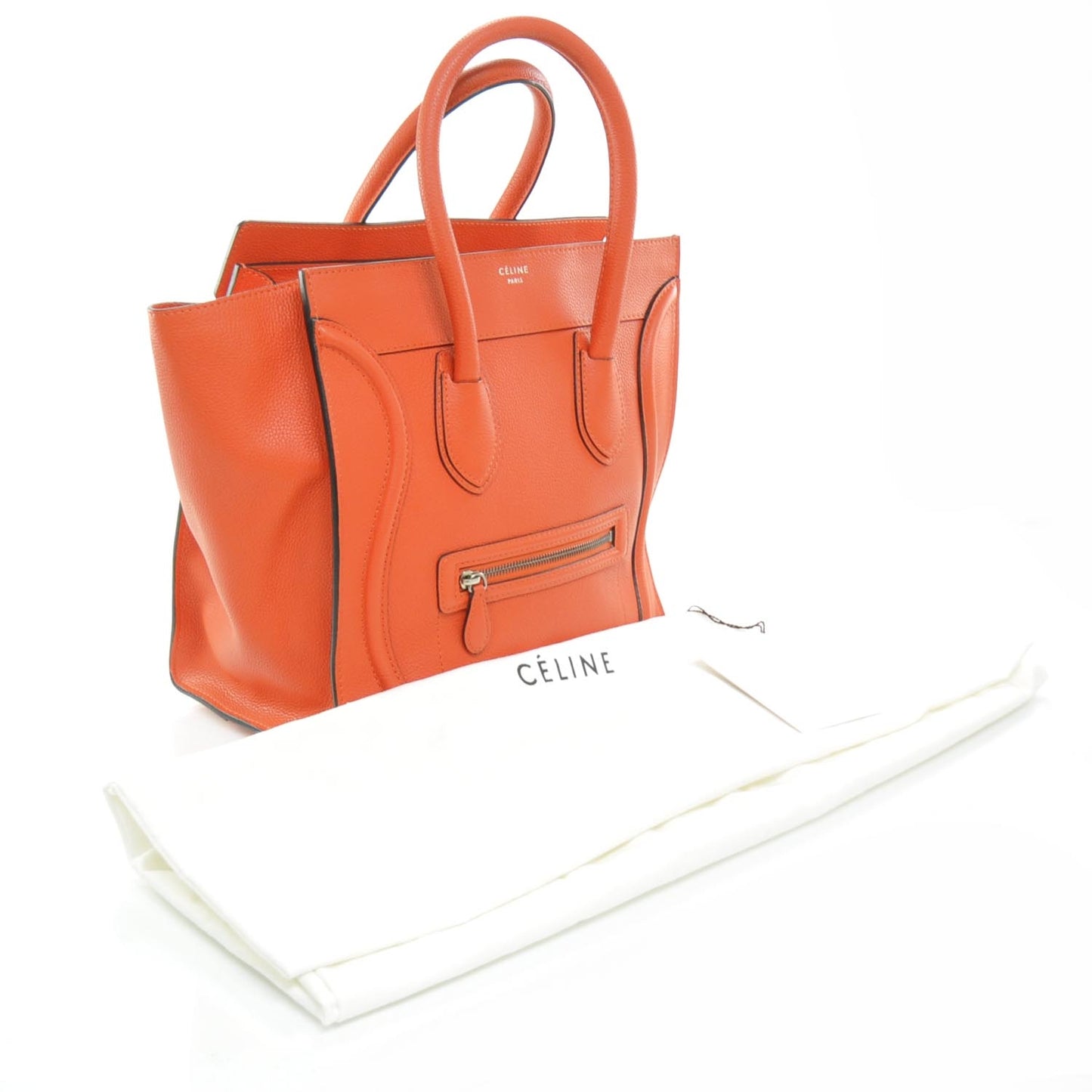 Pebbled Leather Mini Luggage Bag Vermillion