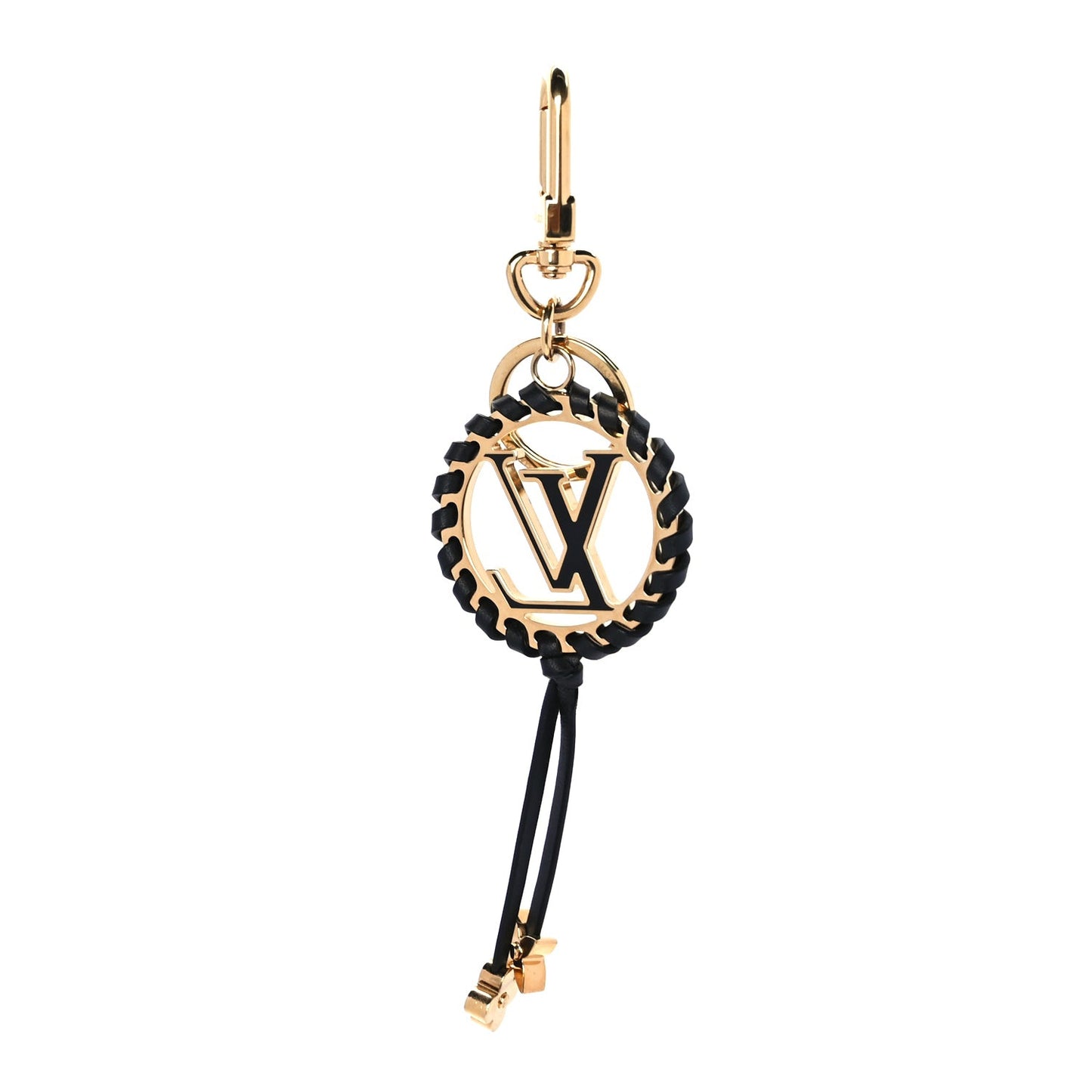 Metal Lambskin Enamel Very Bag Charm Key Holder Black