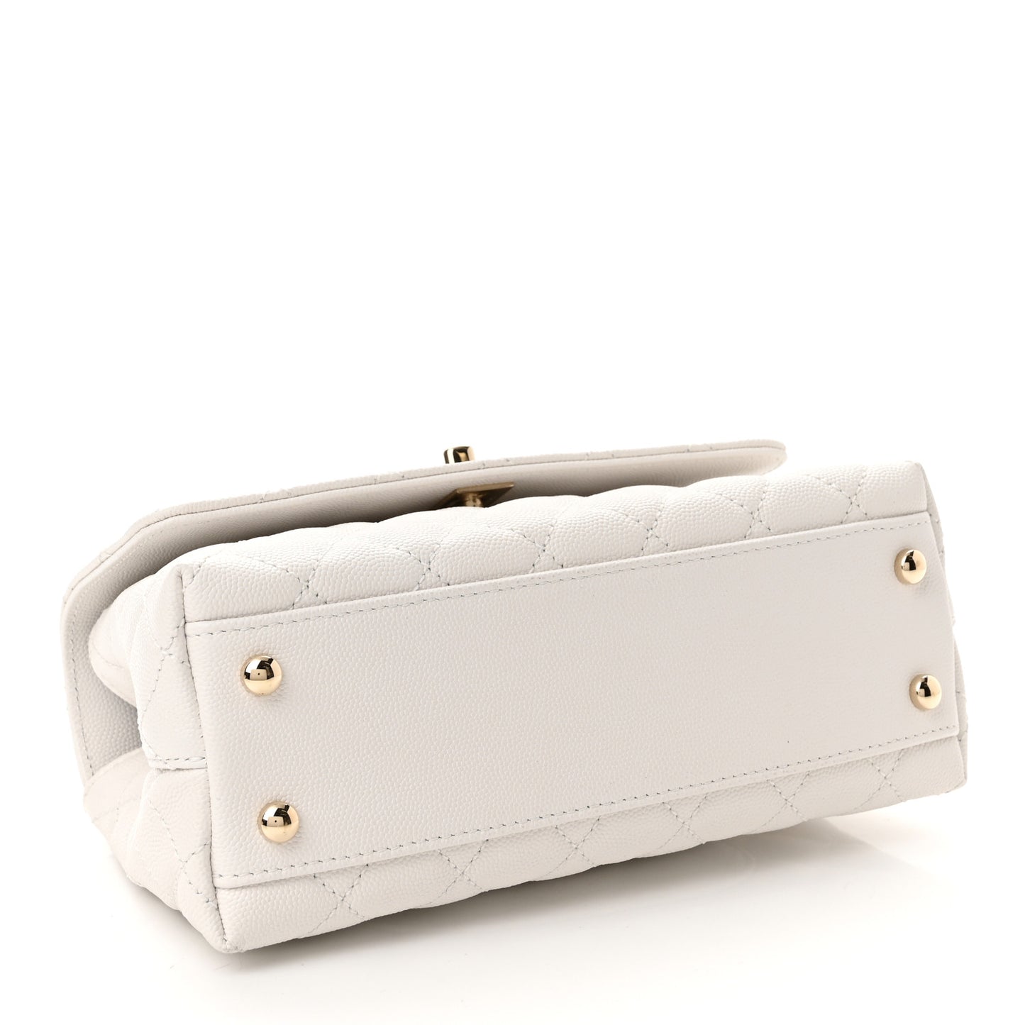 Caviar Quilted Mini Coco Handle Flap White