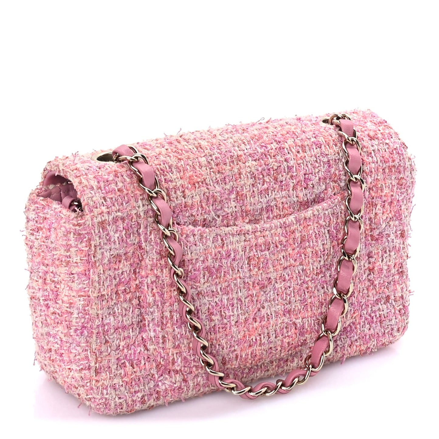 Tweed Quilted Mini Rectangular Flap Pink