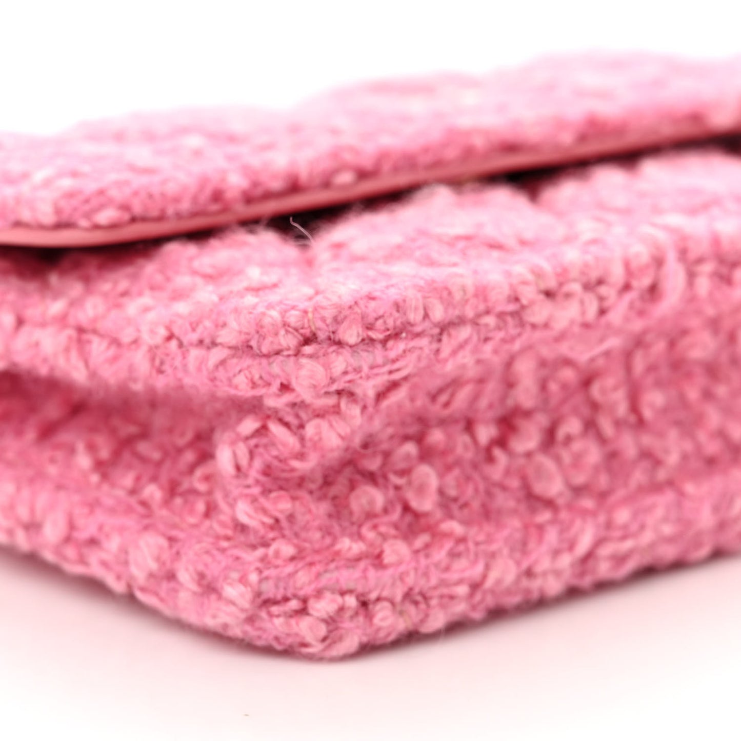 Tweed Quilted Flap Chain Waist Bag Pink