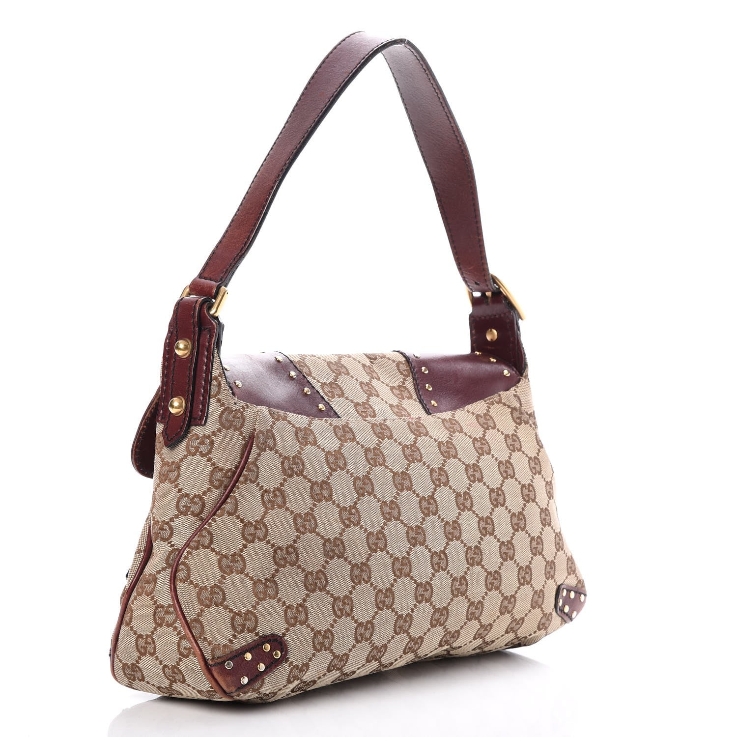 Gucci Monogram Horsebit Chain Studded Flap Burgundy 3 of 9