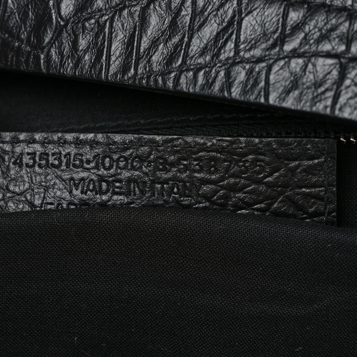 Balenciaga Calfskin Crocodile Classic Hardware Embossed Backpack Black 7 of 12