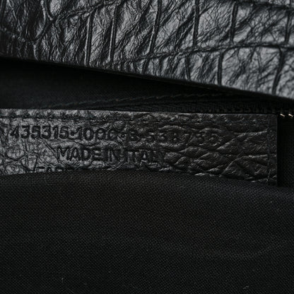 Balenciaga Calfskin Crocodile Classic Hardware Embossed Backpack Black 7 of 12