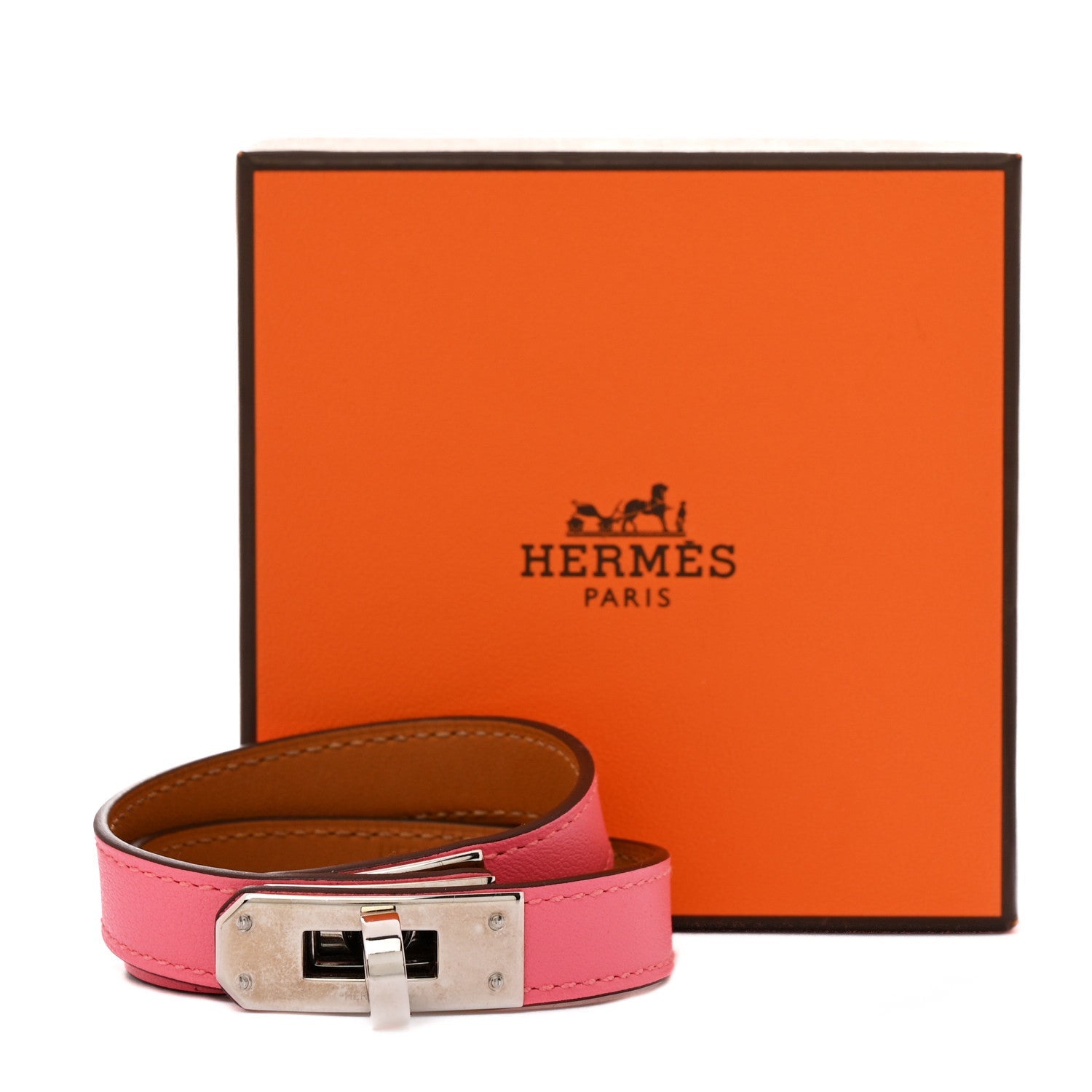 Hermes Swift Kelly Double Tour Bracelet T2  Rose Azalee 6 of 6