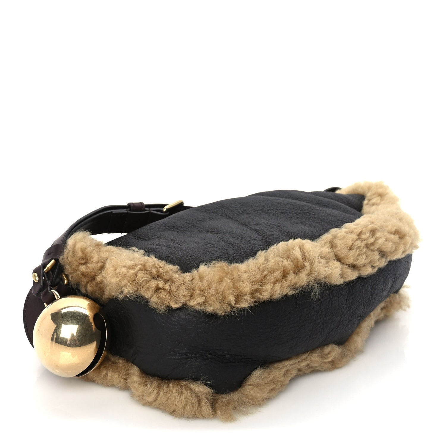 Burberry Shearling Small Shield Sling Bag Black 8 of 9