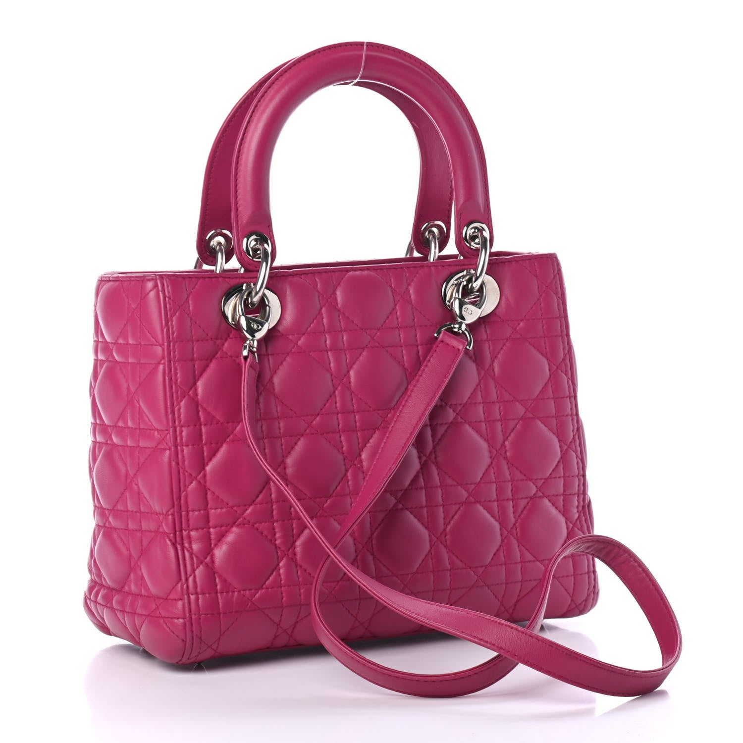 Christian Dior Lambskin Cannage Medium Lady Dior Fuchsia 2 of 4