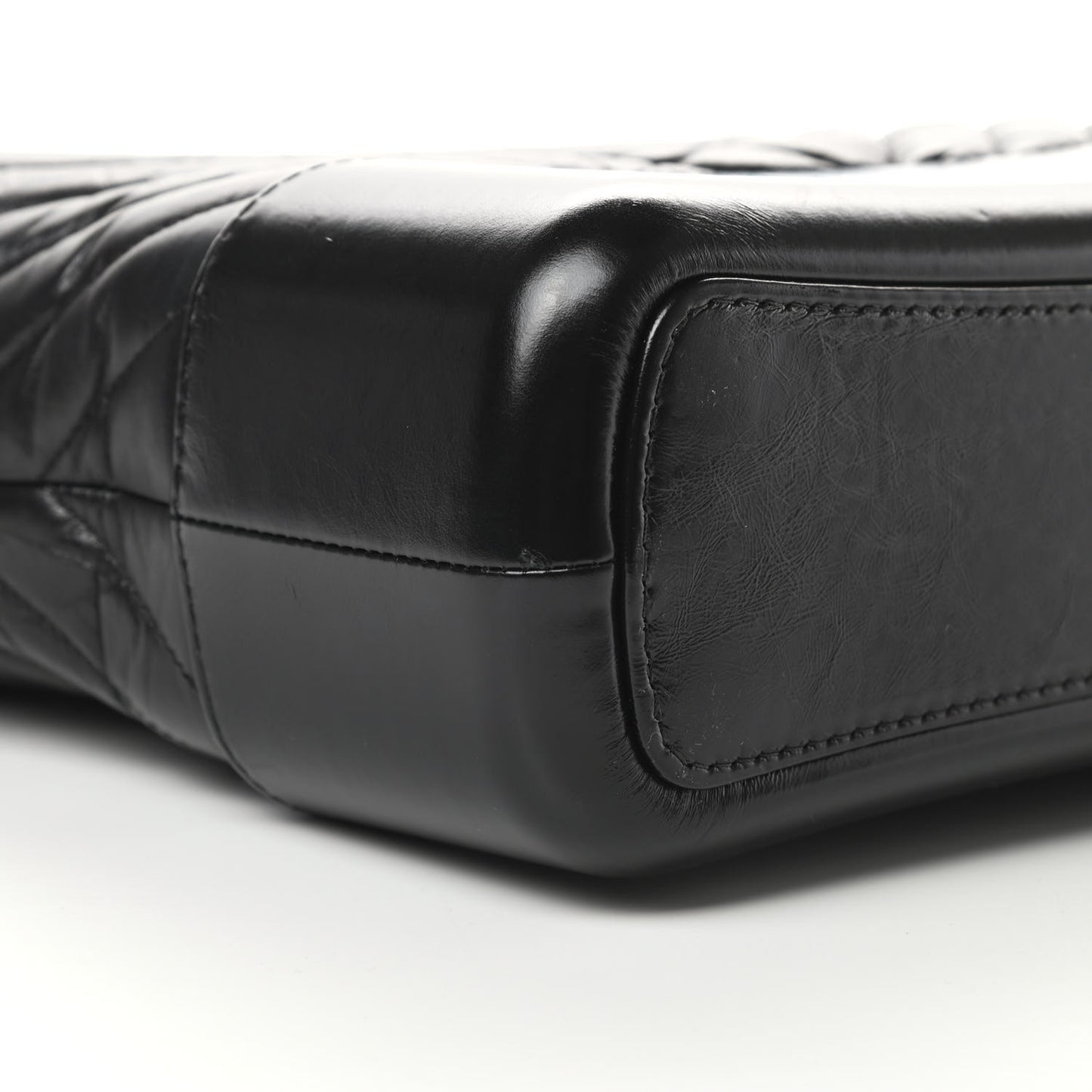 Aged Calfskin Chevron Quilted Medium Gabrielle Hobo Black