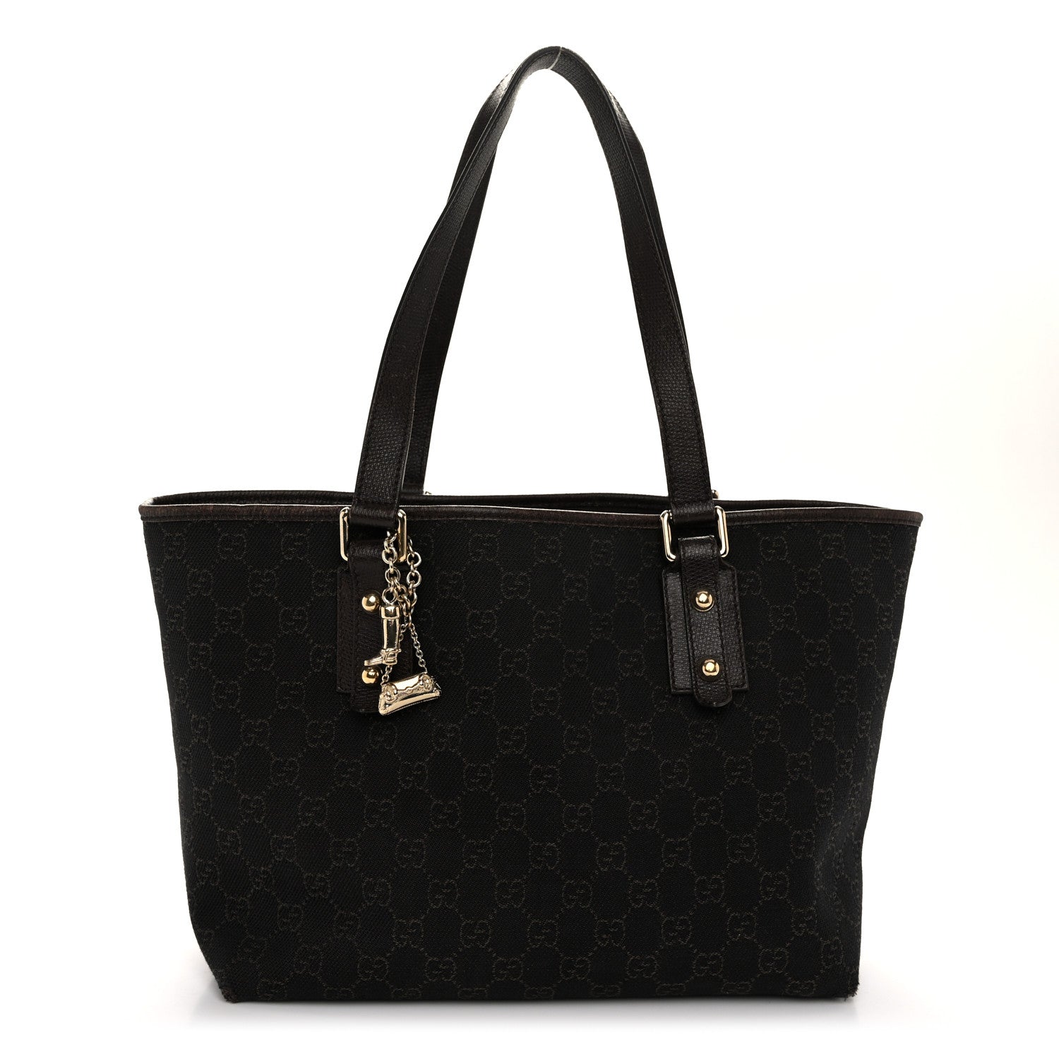Gucci Denim Monogram Medium Jolicoeur Tote Dark Brown 1 of 12