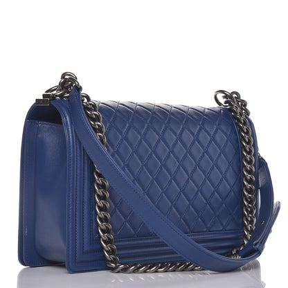 Chanel Lambskin Quilted New Medium Boy Flap Dark Blue 3 of 10