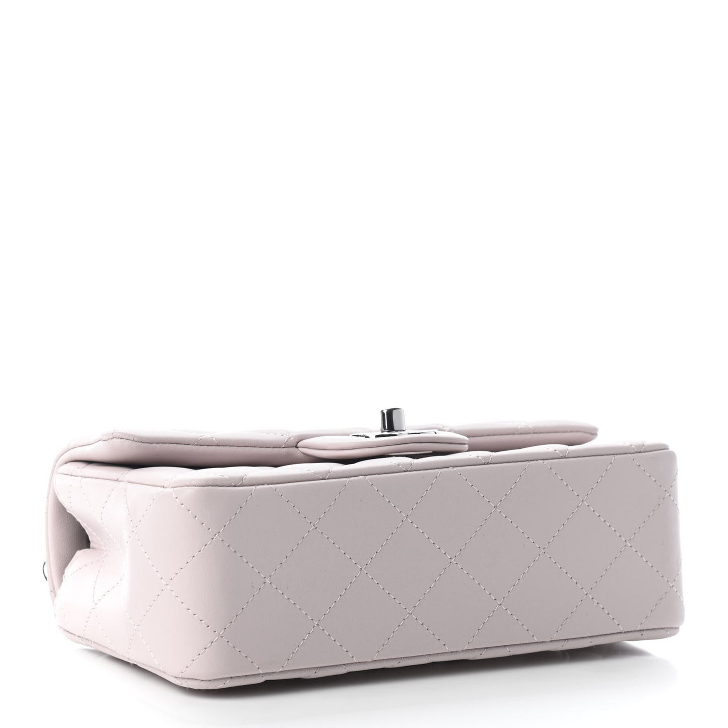 Lambskin Quilted Mini Rectangular Flap Light Purple