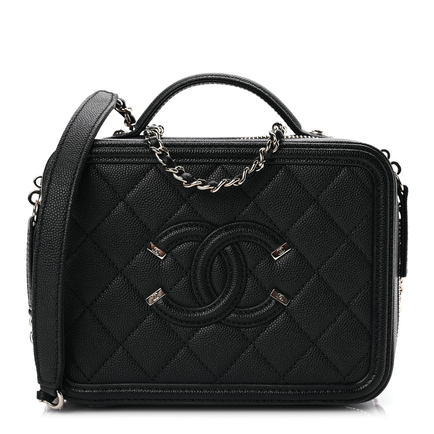 Chanel Caviar Quilted Small CC Filigree Vanity Case Black 1 of 10