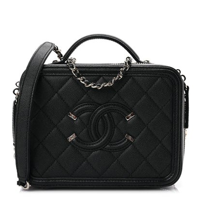 Chanel Caviar Quilted Small CC Filigree Vanity Case Black 1 of 10