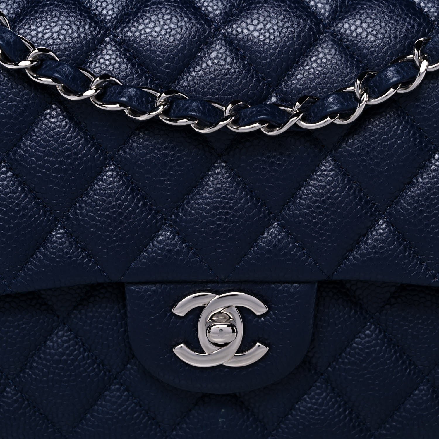 Chanel Caviar Quilted Medium Double Flap Navy 8 of 13