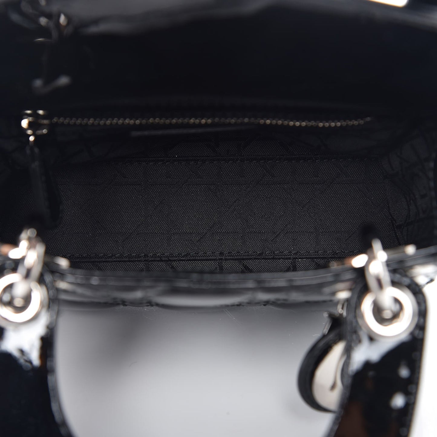 Patent Cannage Mini Lady Dior Black