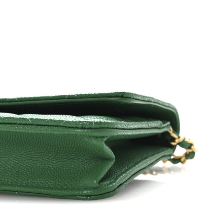 Chanel Caviar Quilted Coco Stamps Wallet On Chain WOC Green 11 of 12