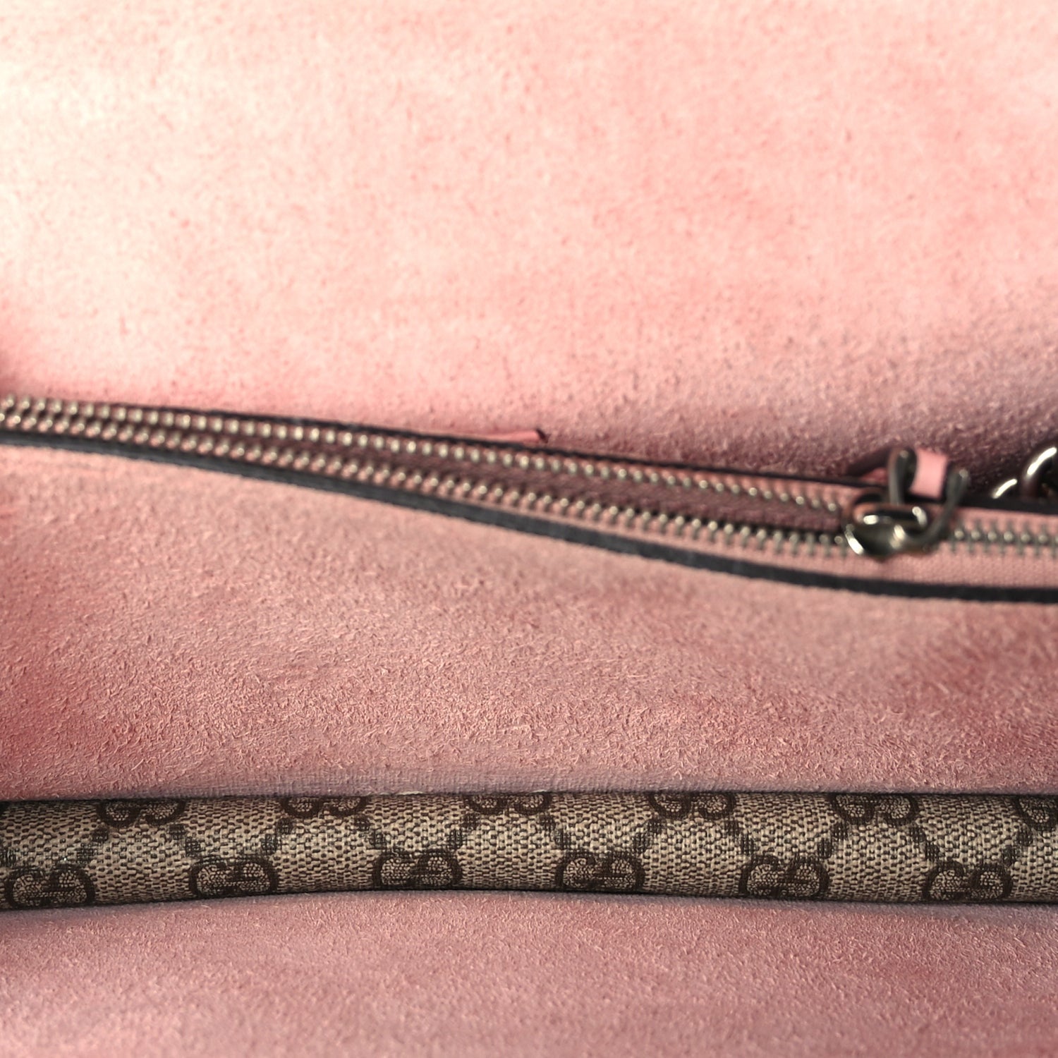 Gucci GG Supreme Monogram Suede Crystal Small Dionysus Shoulder Bag  Beige Ebony Light Peonia 4 of 9