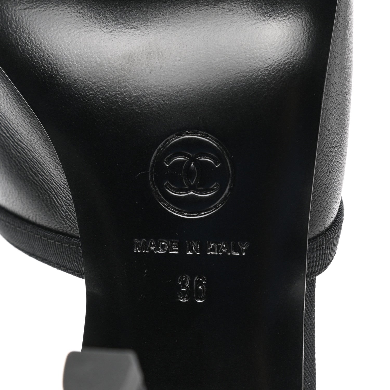 Chanel Lambskin Grosgrain CC Mules 36 Black 7 of 9