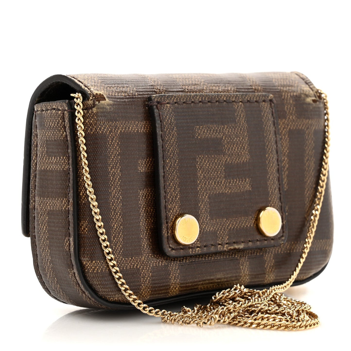 Glazed Fabric FF 1974 Nano Baguette Belt Charm Mogano Panna