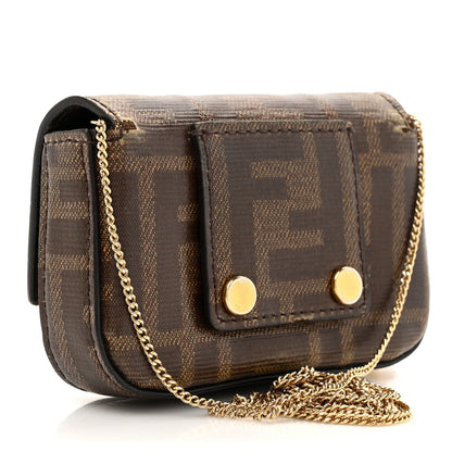 Fendi Glazed Fabric FF 1974 Nano Baguette Belt Charm Mogano Panna 3 of 7