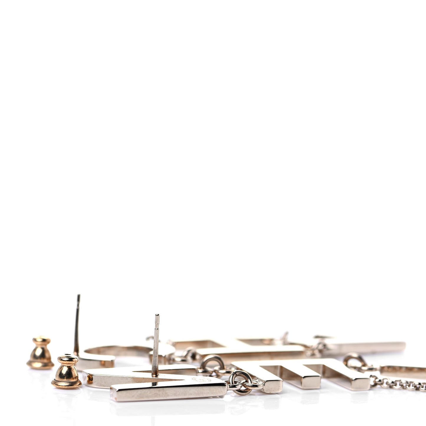 Metal Cha-Nel Logo Drop Earrings Gold