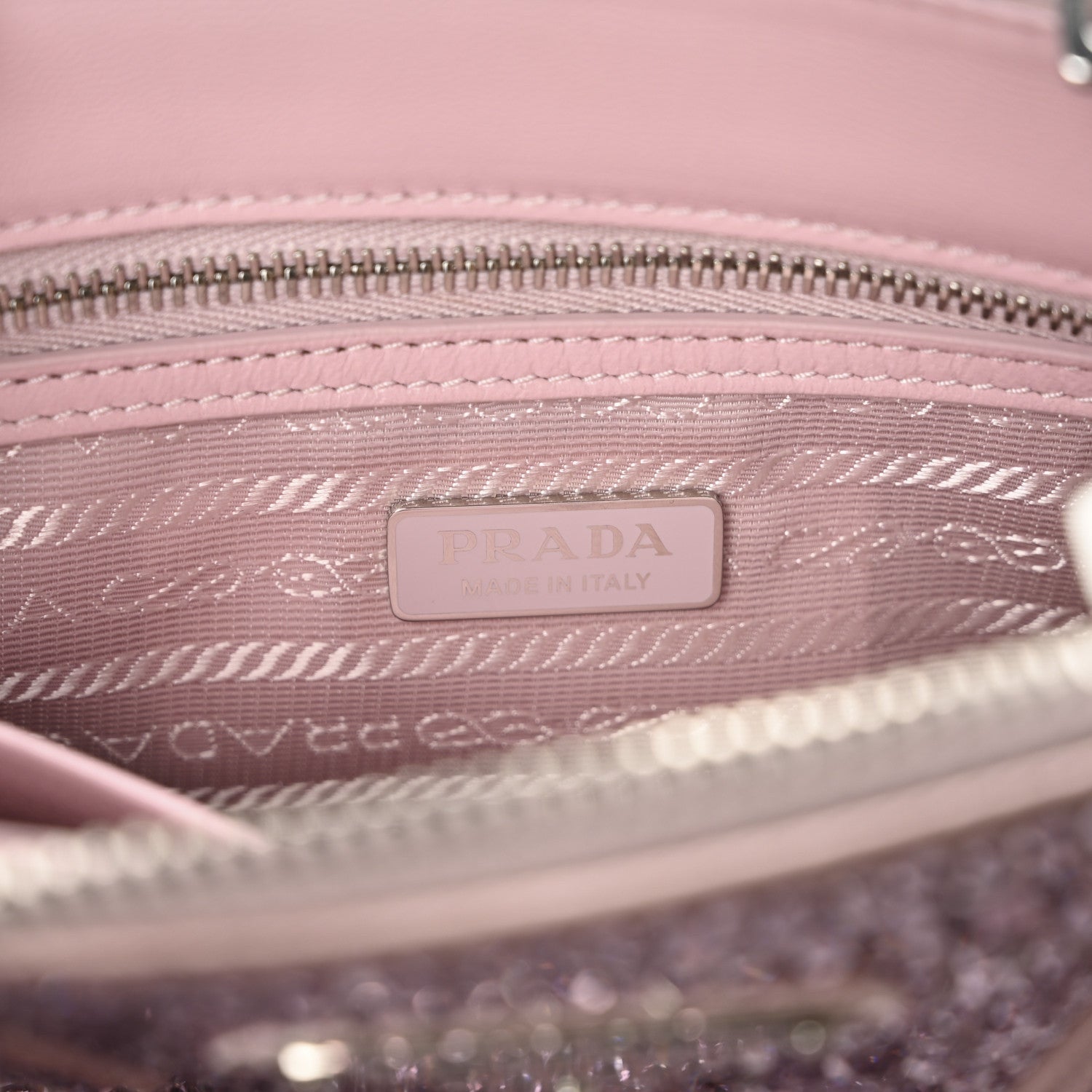 Prada Satin Crystal Mini Galleria Double Zip Tote Alabastro 6 of 7