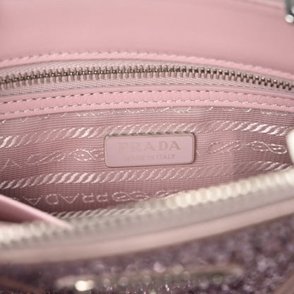 Prada Satin Crystal Mini Galleria Double Zip Tote Alabastro 6 of 7