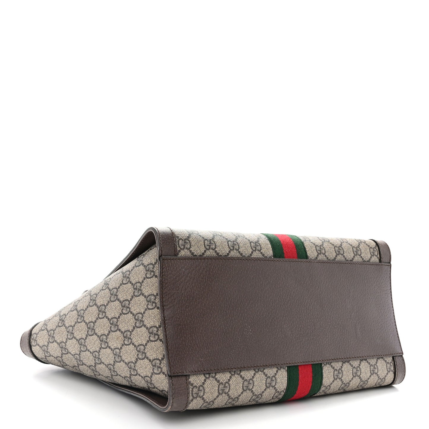 GG Supreme Monogram Web Medium Ophidia Tote Bag Brown
