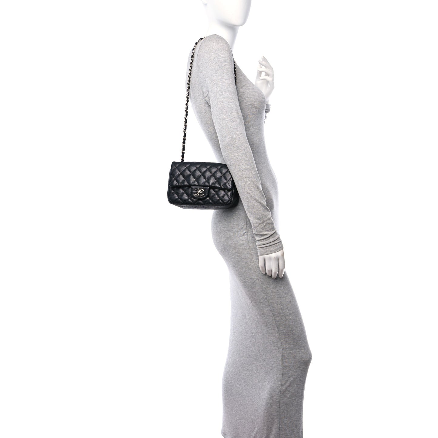 Caviar Quilted Mini Rectangular Flap Black