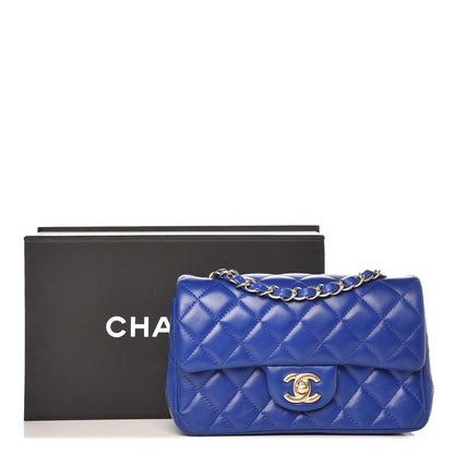 Chanel Lambskin Quilted Mini Rectangular Flap Dark Blue 12 of 12