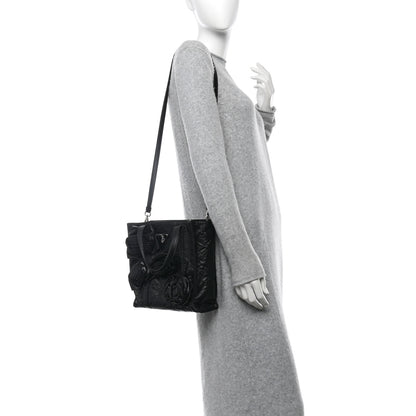 Prada Nappa Antique Rosette Flower Mini Tote Bag Black 2 of 10