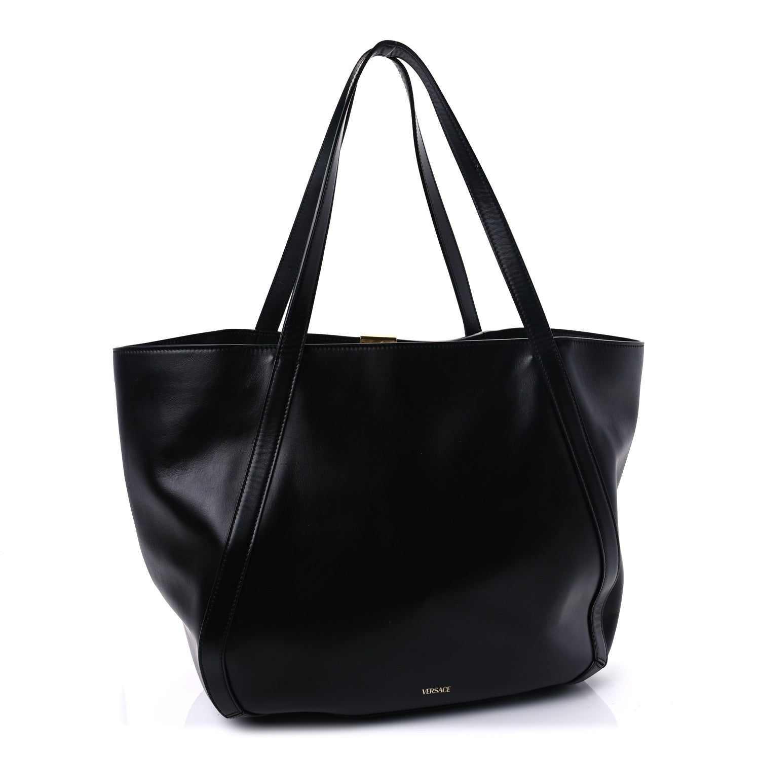 Versace Calfskin Greca Goddess Tote Bag Black 2 of 7