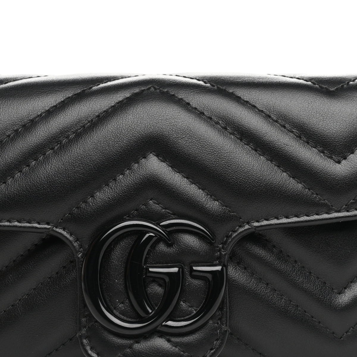 Calfskin Matelasse Monochrome GG Marmont Chain Belt Bag  Black