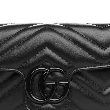 Gucci Calfskin Matelasse Monochrome GG Marmont Chain Belt Bag  Black 6 of 8
