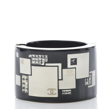 Chanel Resin Crystal Squares CC Cuff Black 3 of 7