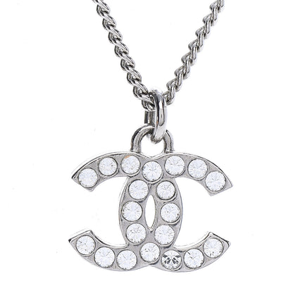 Chanel Crystal Timeless CC Necklace Silver 4 of 6