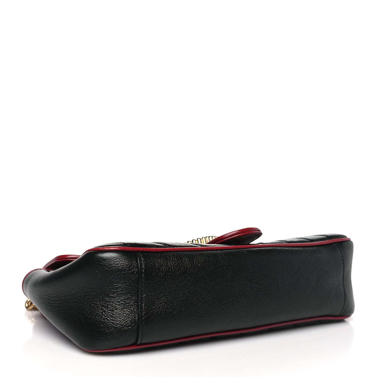 Vintage Effect Calfskin Matelasse Diagonal Small Torchon GG Marmont Shoulder Bag Black Romantic Cherry