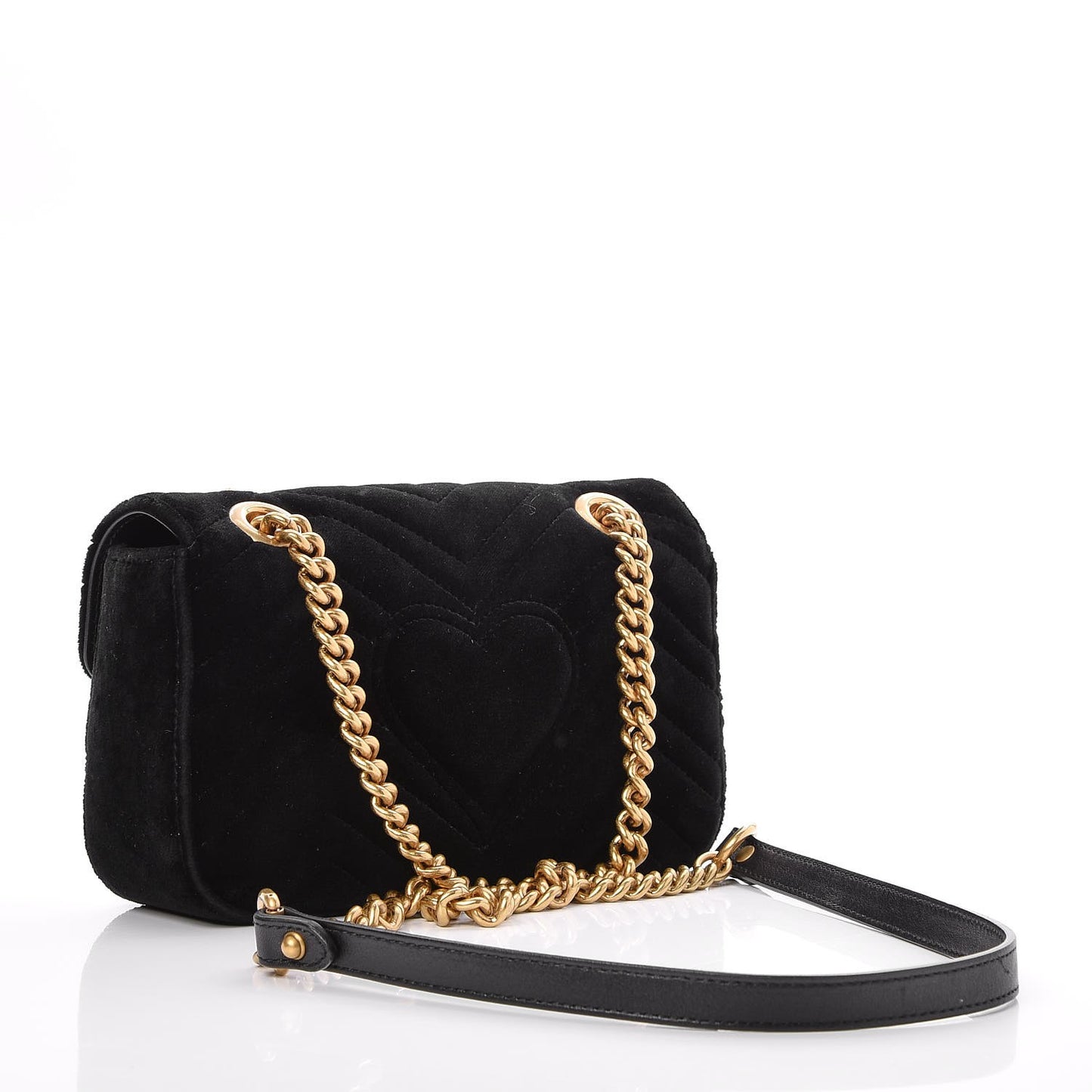 Velvet Matelasse Mini GG Marmont Shoulder Bag Black
