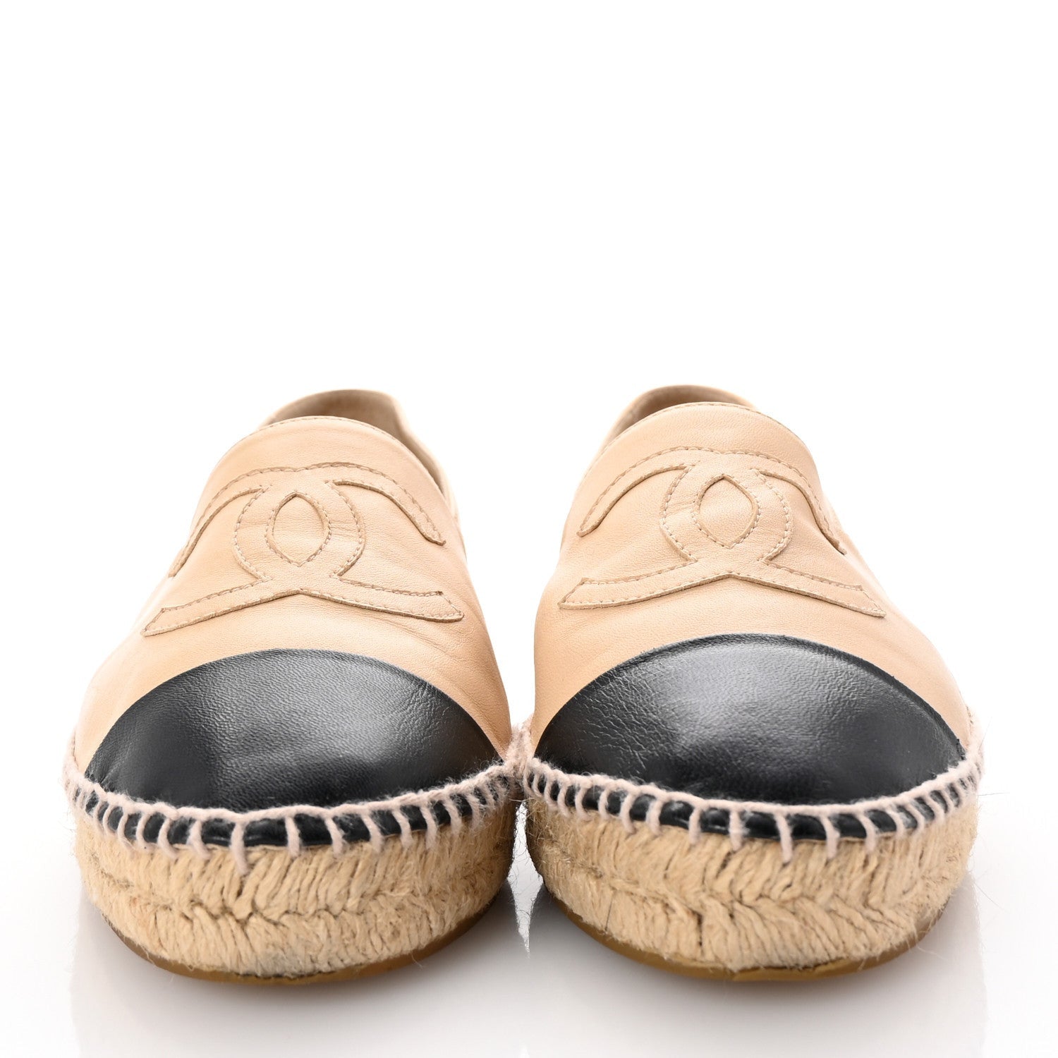 Chanel Lambskin CC Espadrilles 40 Beige Black 3 of 7