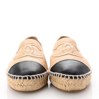Chanel Lambskin CC Espadrilles 40 Beige Black 3 of 7