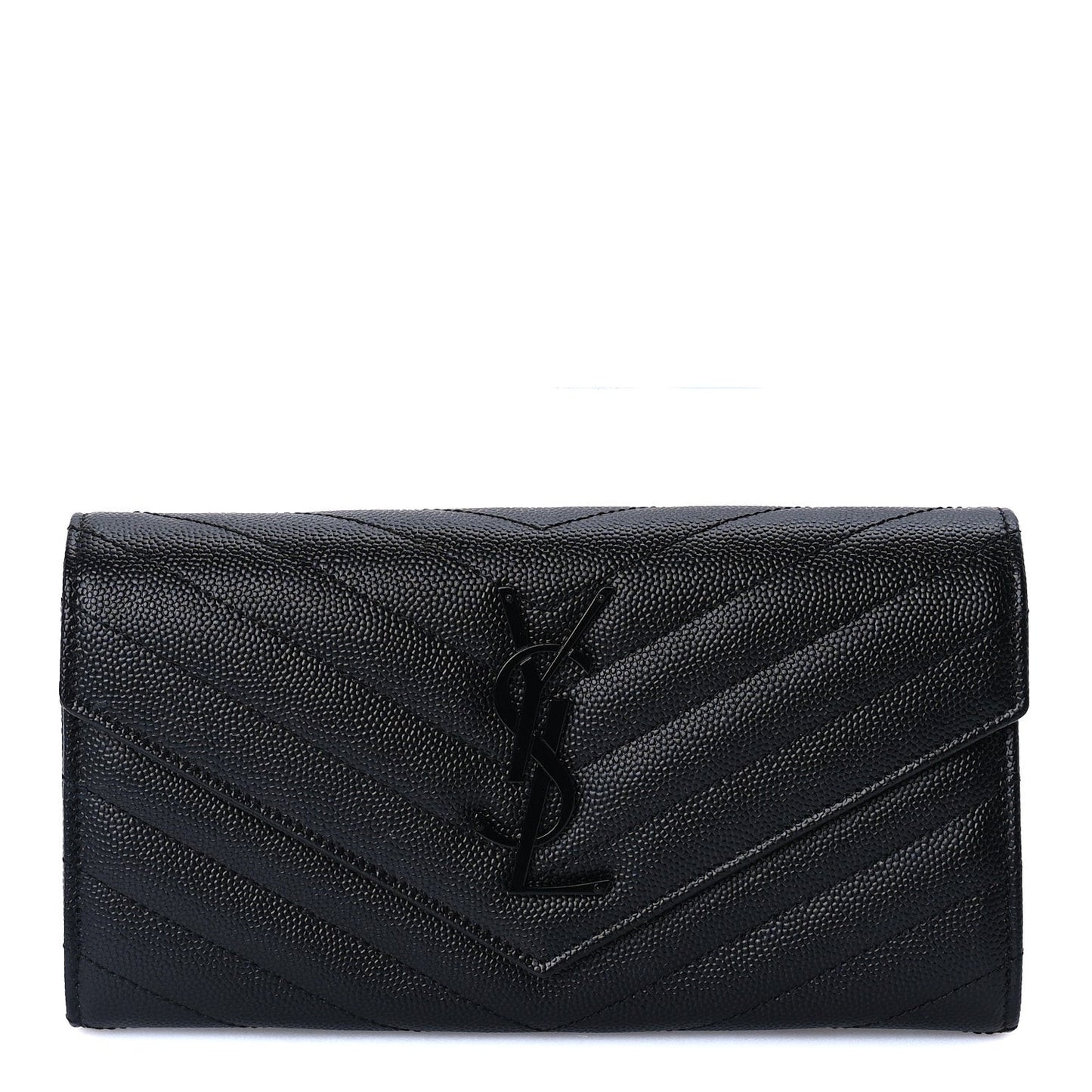 Grain De Poudre Matelasse Chevron Monogram Flap Wallet Black
