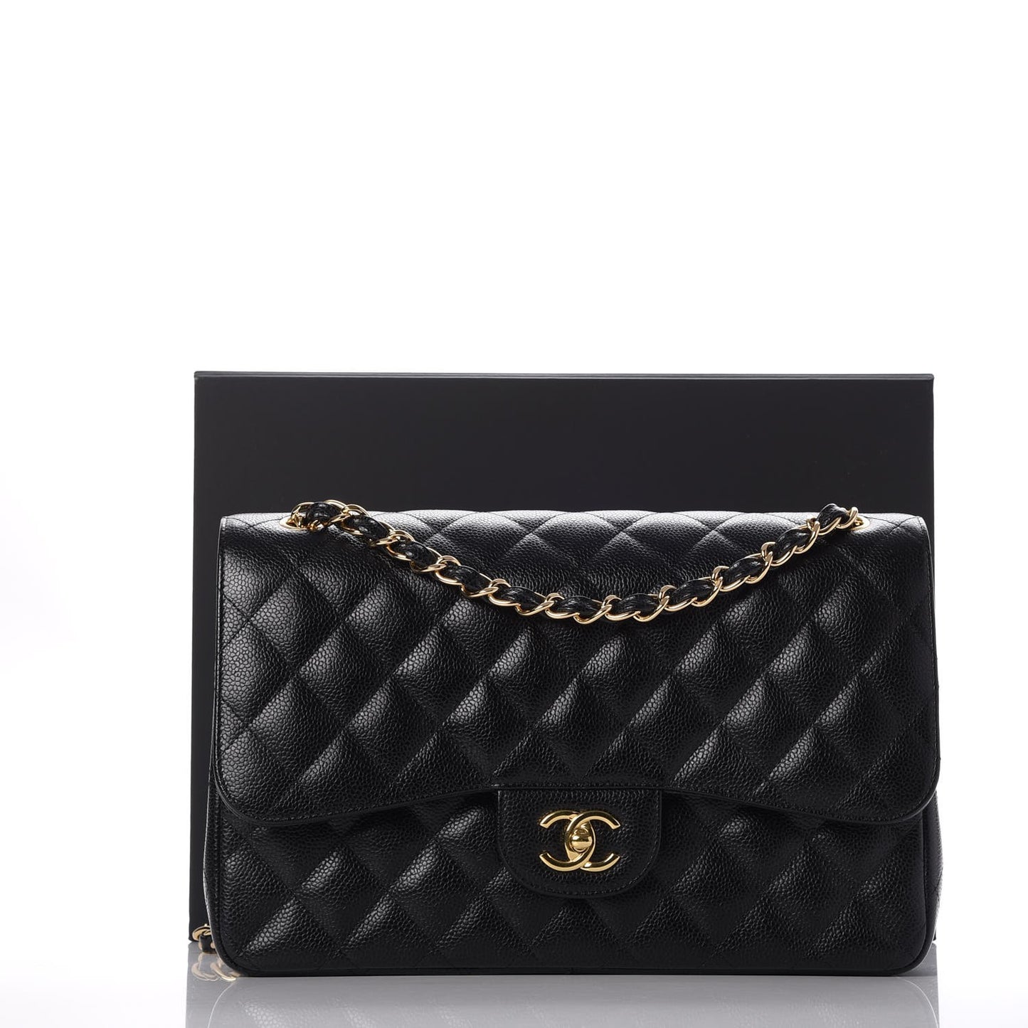 Caviar Quilted Jumbo Double Flap Black