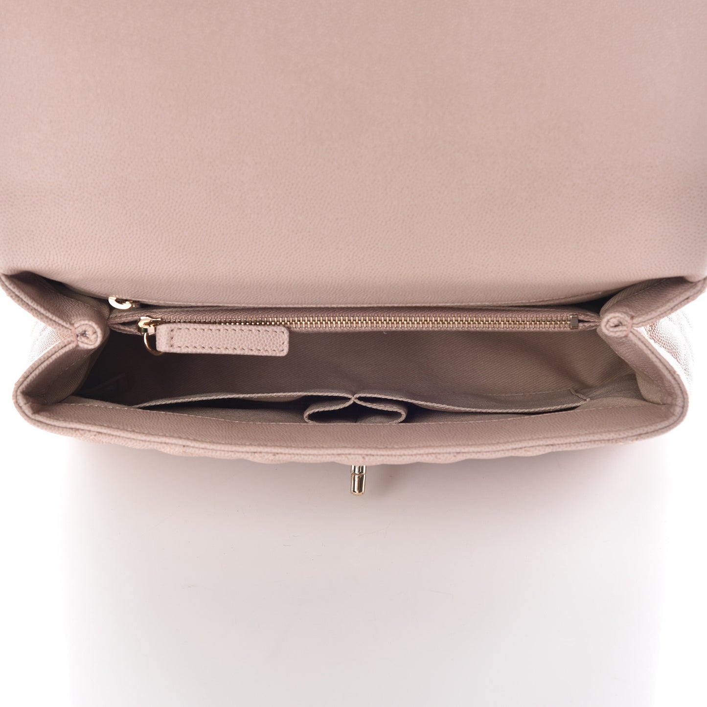 Caviar Quilted Small Coco Handle Flap Light Beige