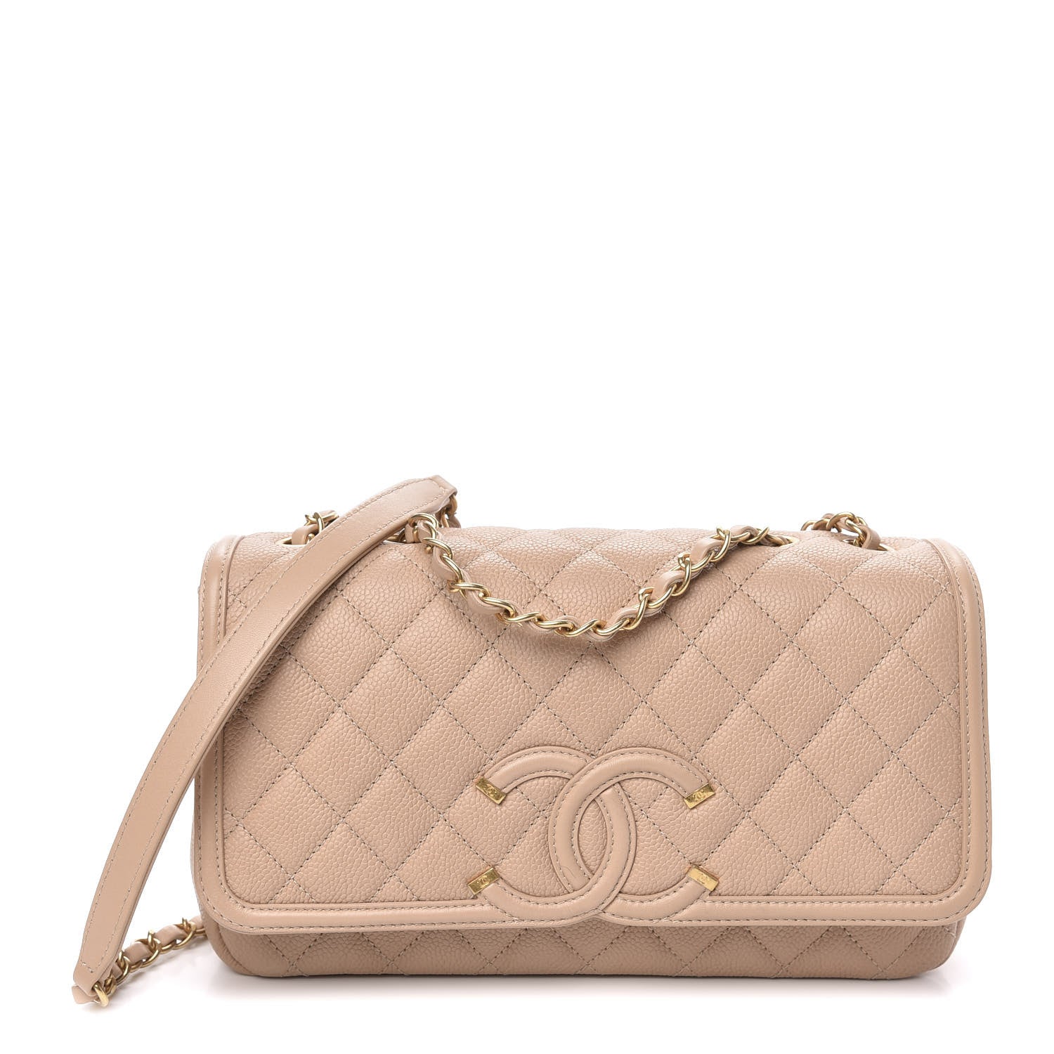 Chanel Caviar Quilted Medium CC Filigree Flap Beige 1 of 11