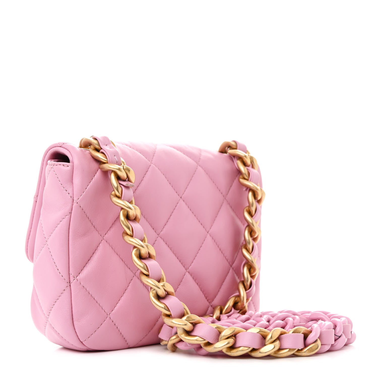 Chanel Lambskin Quilted Mini Lacquered Chain Flap Pink 3 of 11