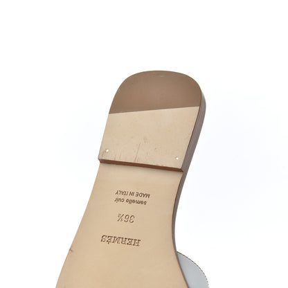 Hermes Box Calfskin Oran Sandals 36.5 White 14 of 15