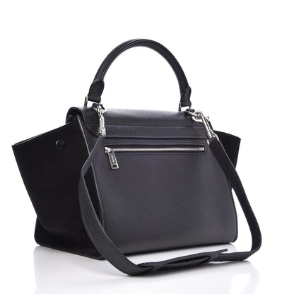 Celine Drummed Calfskin Suede Small Trapeze Black 4 of 7