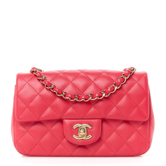 Chanel Lambskin Quilted Mini Rectangular Flap Dark Pink 1 of 1
