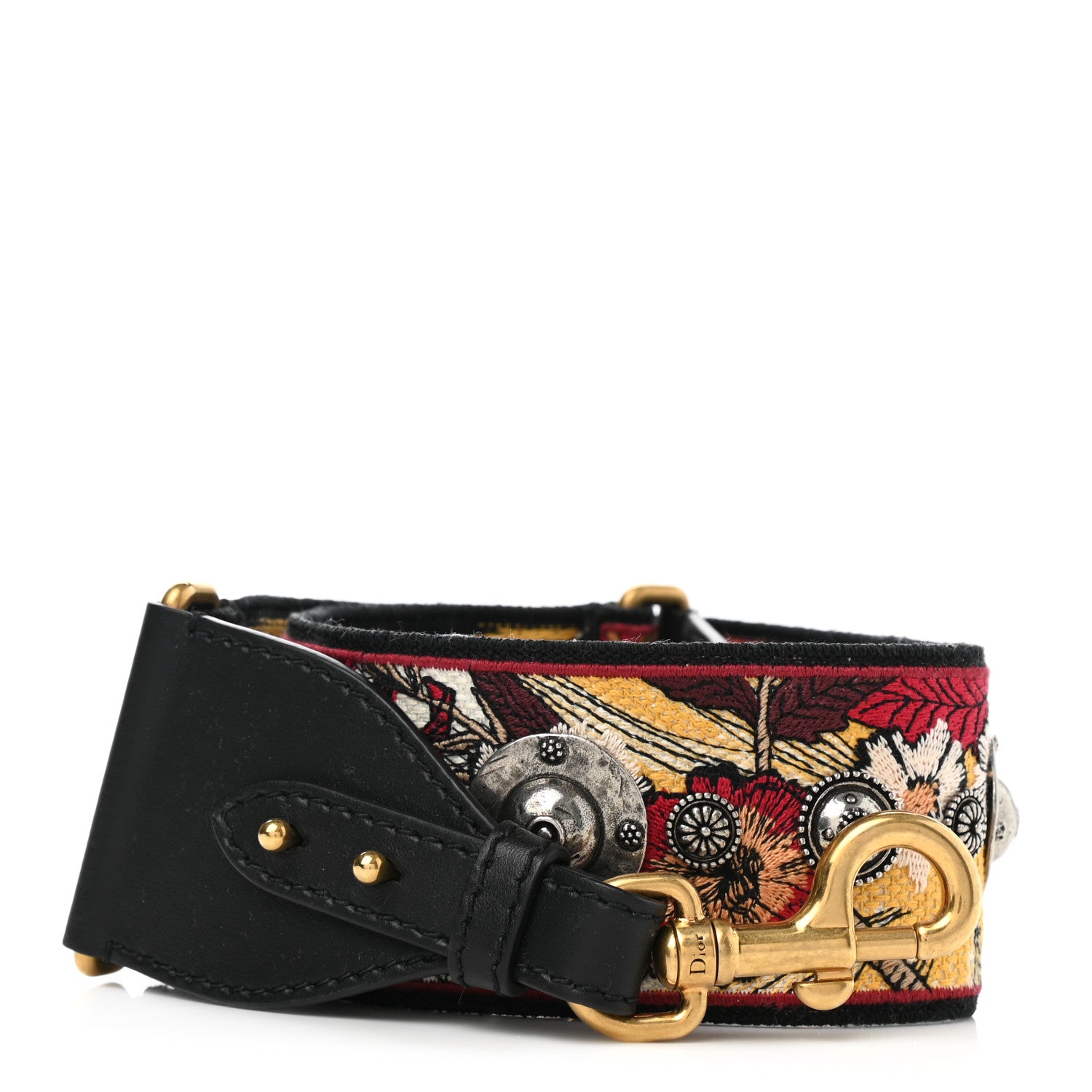 Christian Dior Lambskin Canvas Embroidered Floral Shoulder Strap Multicolor 1 of 5