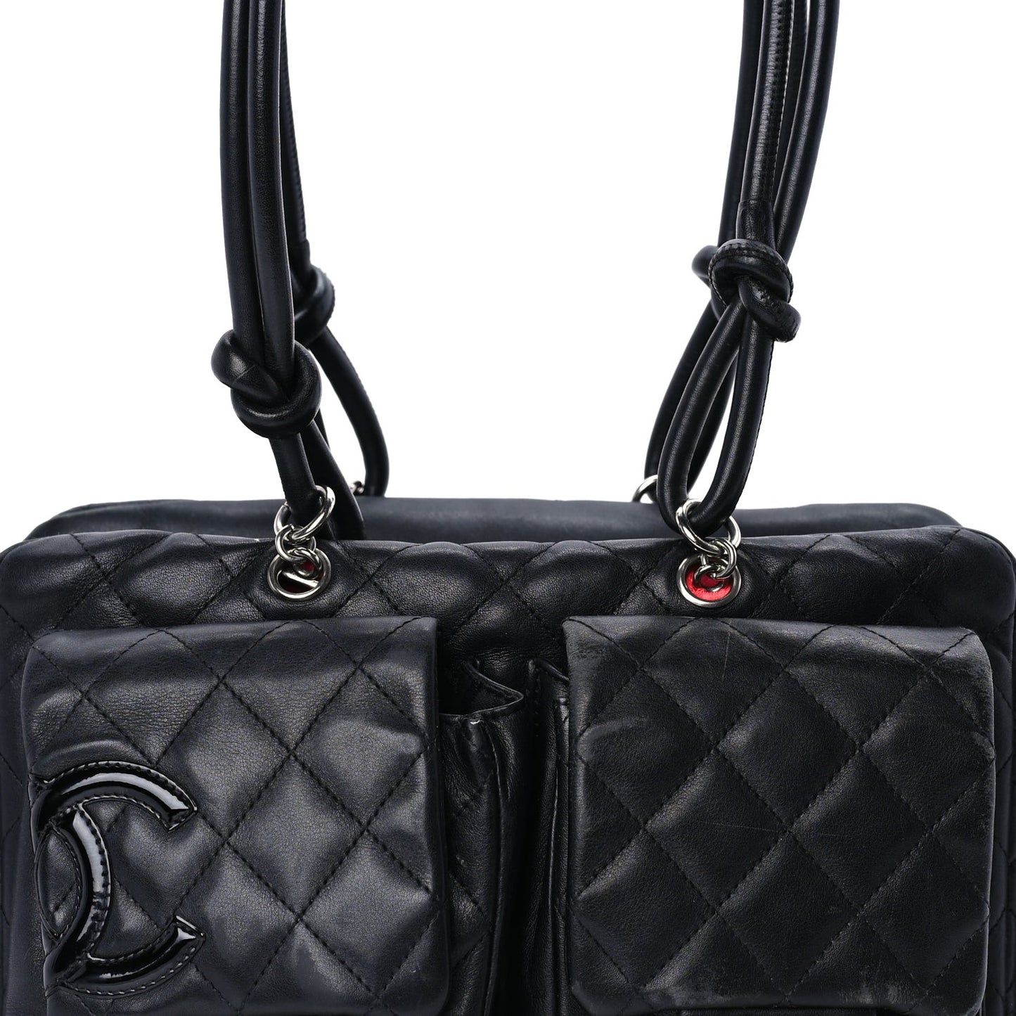 Calfskin Quilted Large Cambon Multipocket Reporter Black